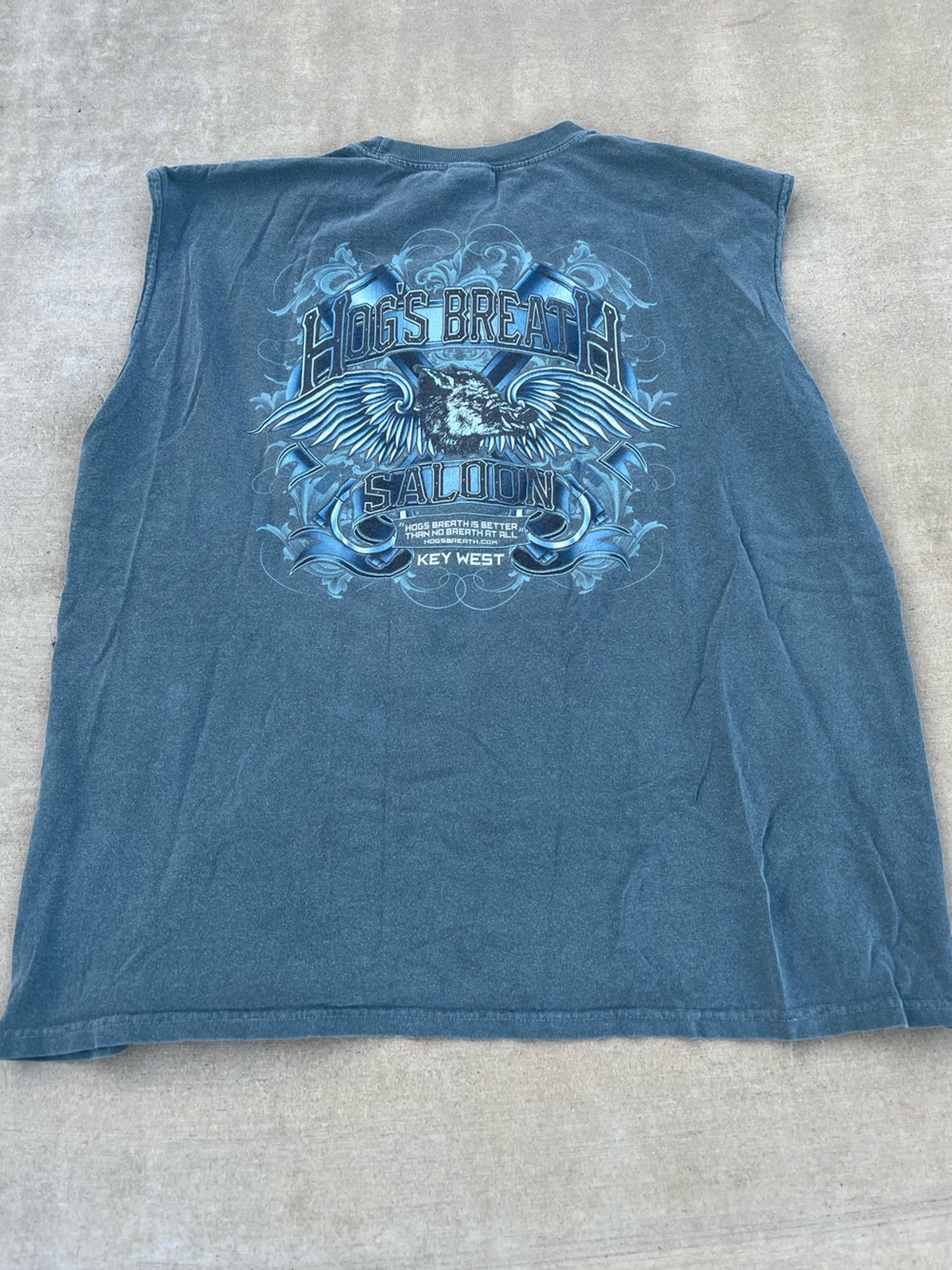Vintage Y2K Biker Sleeveless Graphic Tee Blue size XL